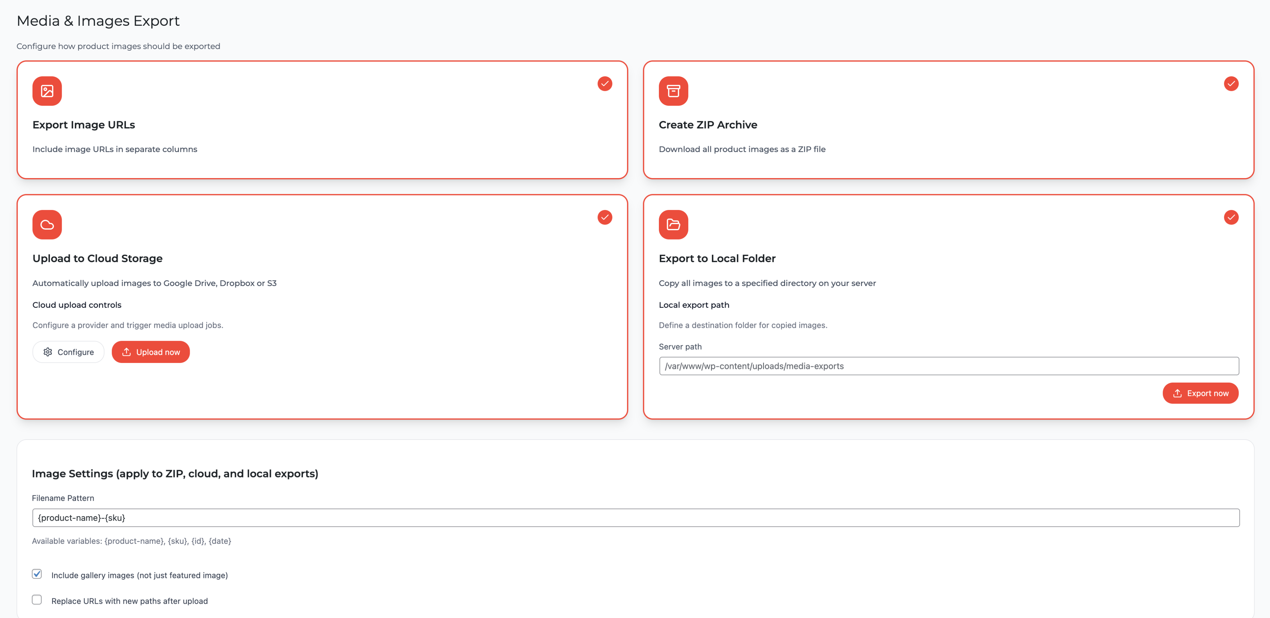 Media Export Options