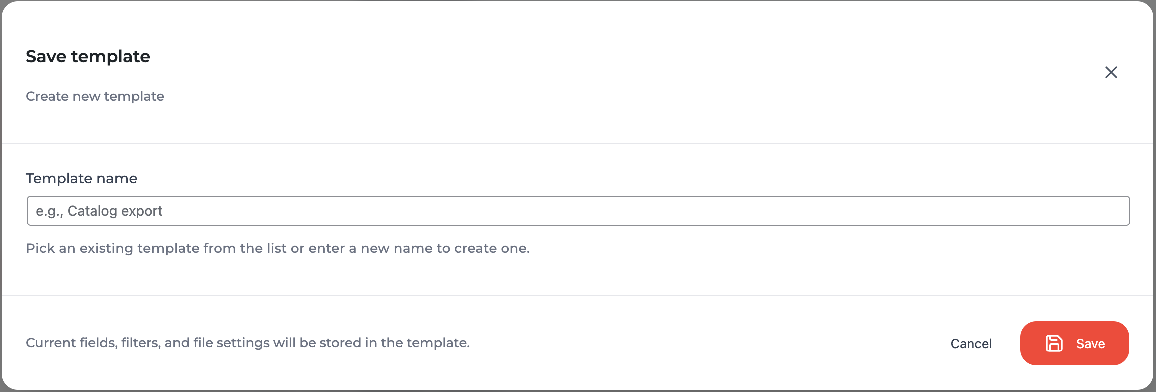 Save Template Dialog