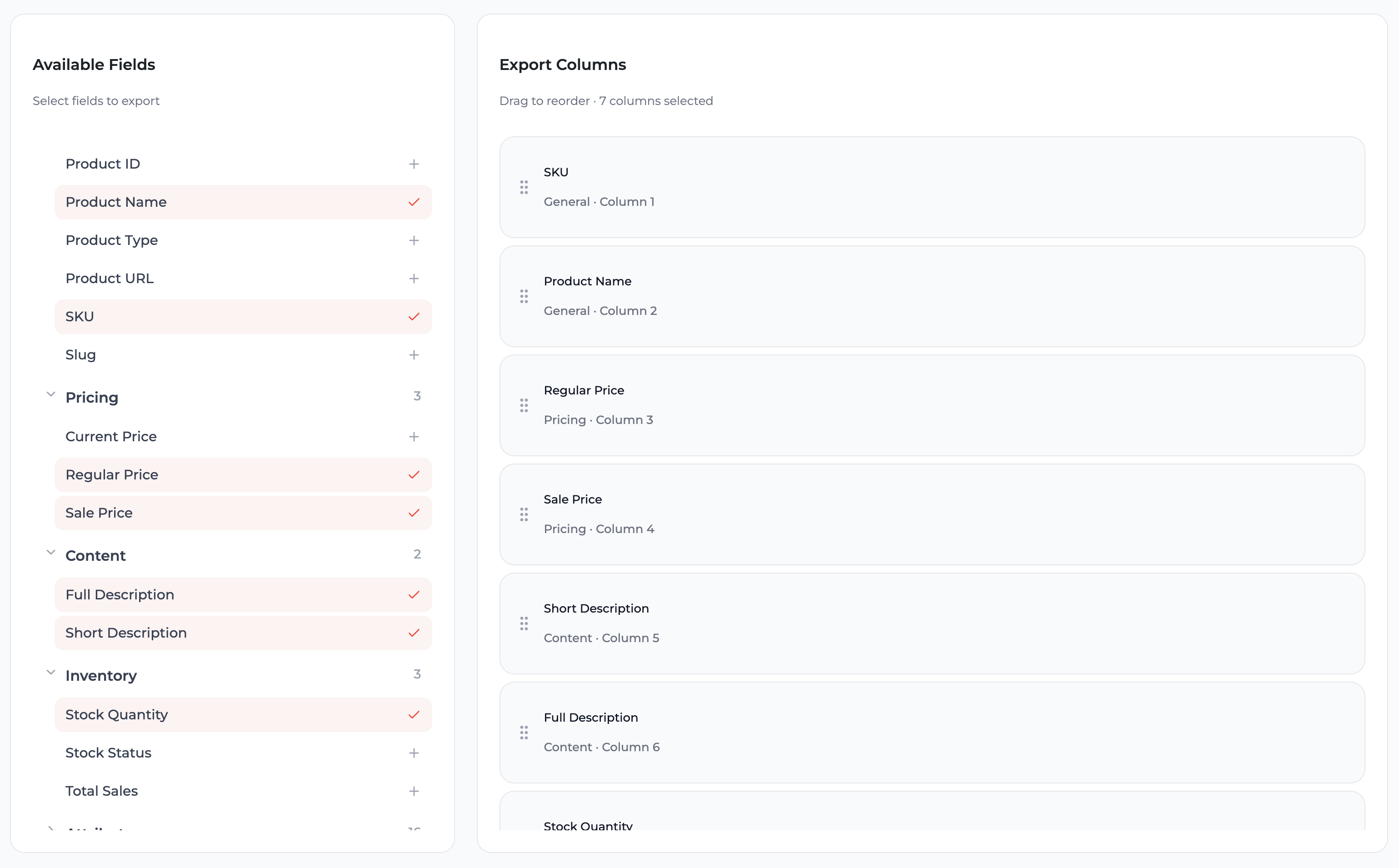 Available Fields Panel